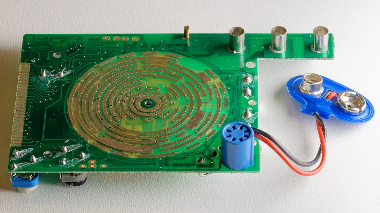 technology, circuit, printed circuit board, electronic, connectors, measuring device, bottom view, routes, close-up